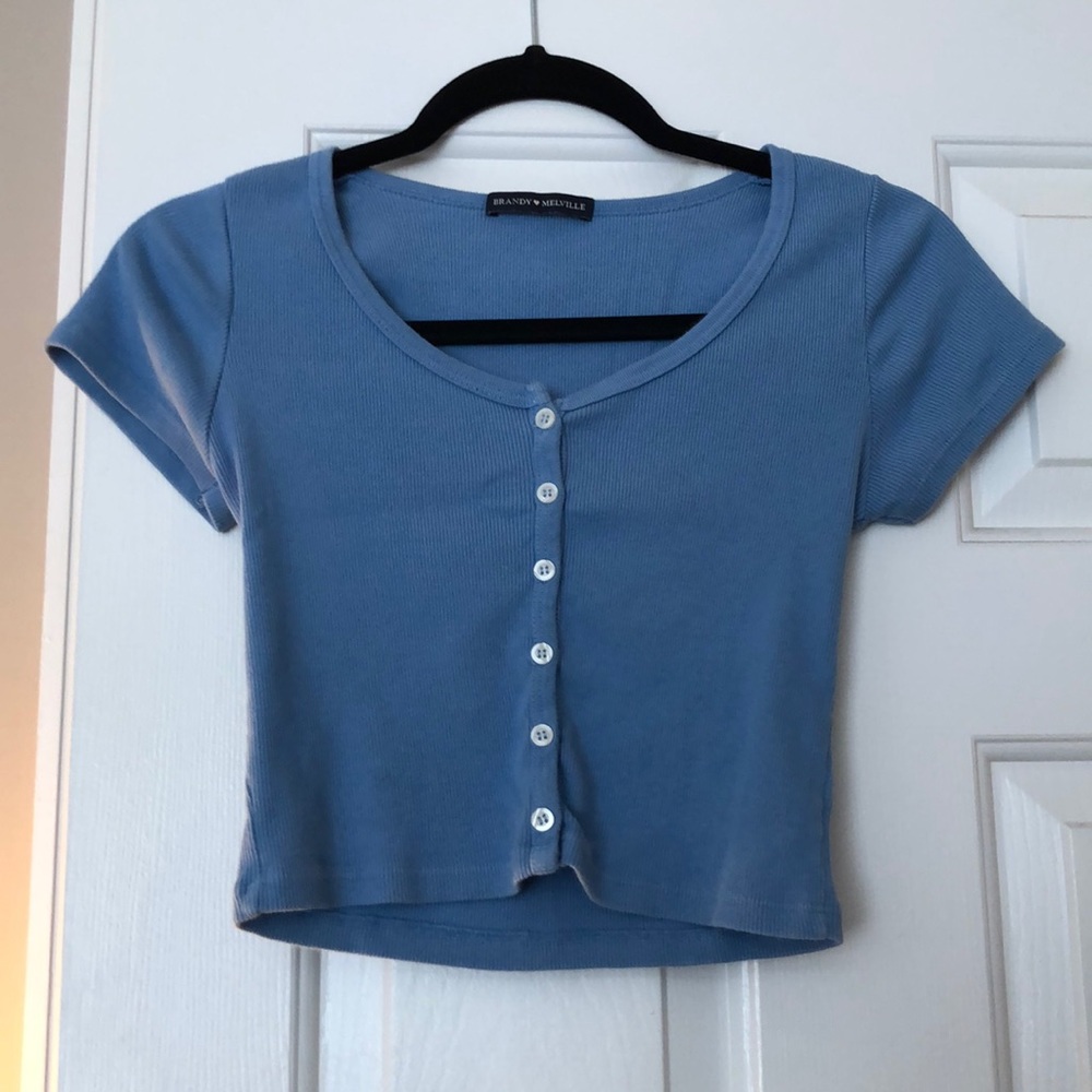 BRANDY MELVILLE BLUE BUTTON UP TOP